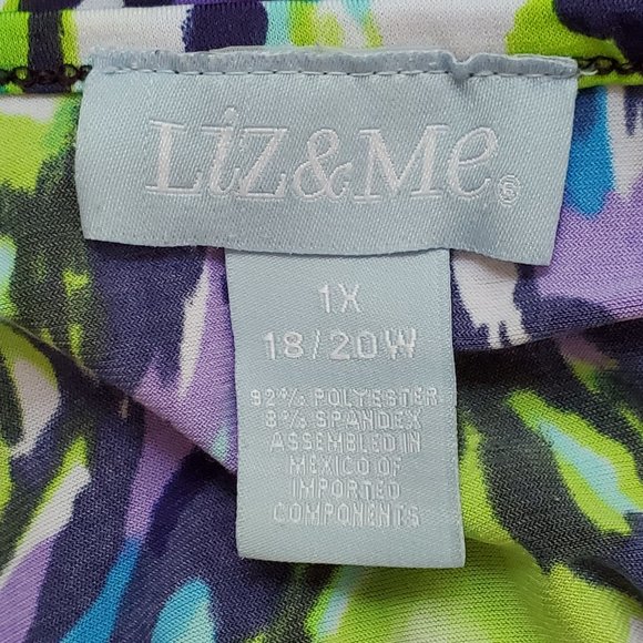 Liz & Me Colorful Fun Short Sleeve Pullover Stretchy Top Size 1X (18/20W) - Picture 10 of 12